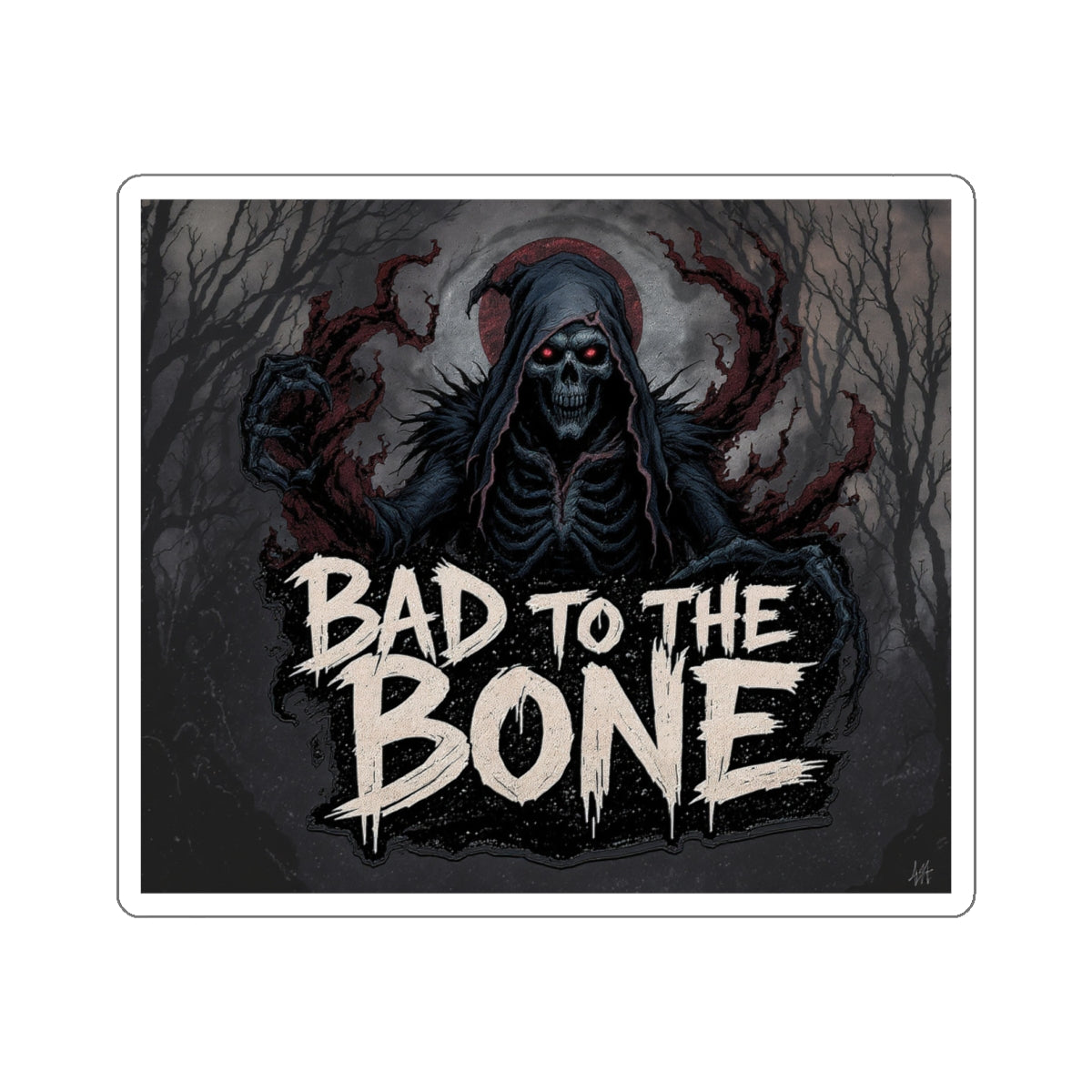 Bad to the Bone Die-Cut Stickers | Edgy Skull Decor, Laptop Decorations, Halloween Party Favors, Punk Aesthetic Accessories, Gift Stickers