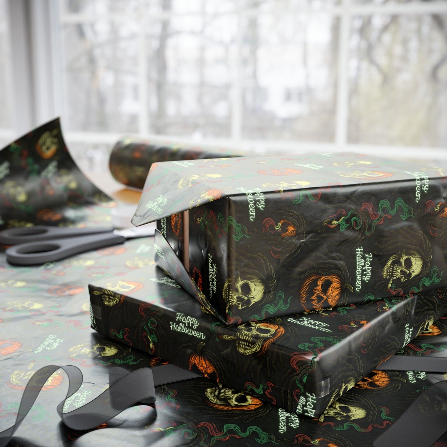Gothic Halloween Wrapping Paper, Spooky Gift Wrap for October Celebrations, Scary Patterned Gift Wrap, Unique Holiday Wrap, Fun [...]
