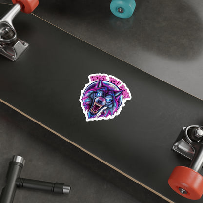 Vibrant Wolf Die-Cut Stickers - Howl You Doin'? - Laptop Decor, Water Bottle Stickers, Gift for Animal Lovers, Cool Graphic Art