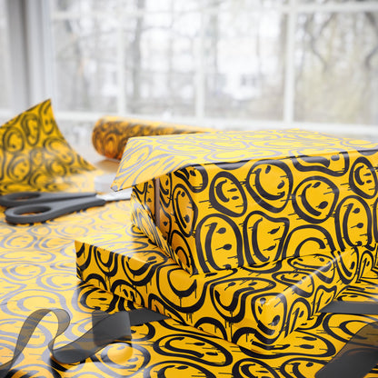 Stylish Wrapping Paper Roll, Unique Gift Wrap for Birthdays, Holidays, Anniversaries, DIY Crafts, Yellow Black Design