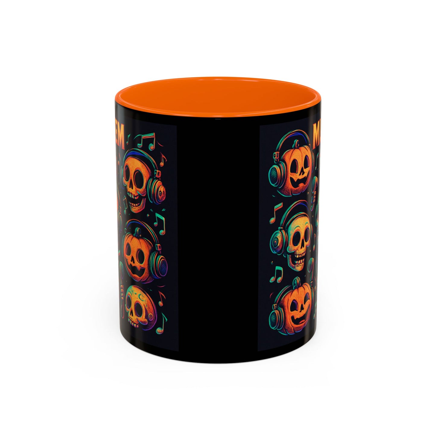 Halloween Skull Coffee Mug, Spooky Decor, Gift for Music Lovers, Pumpkin Head Mug, Halloween Party Favor
