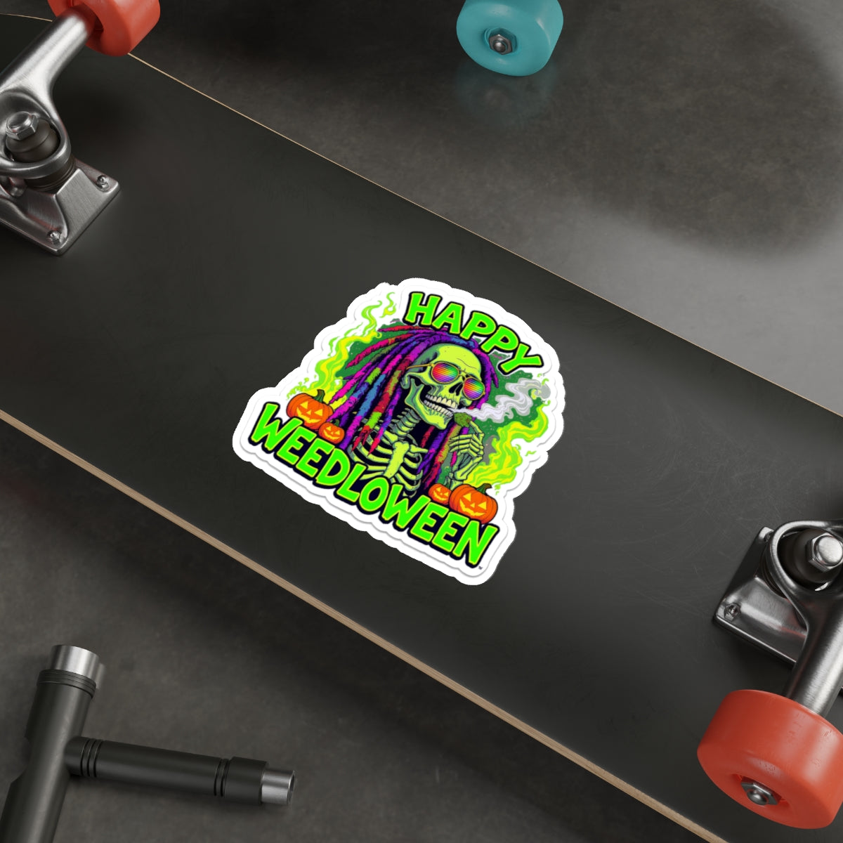 Happy Weedloween Die-Cut Stickers | Halloween Cannabis Art, Spooky Décor, Party Favors, Laptop Decor, Unique Gift