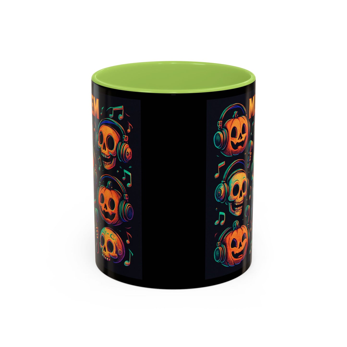 Halloween Skull Coffee Mug, Spooky Decor, Gift for Music Lovers, Pumpkin Head Mug, Halloween Party Favor