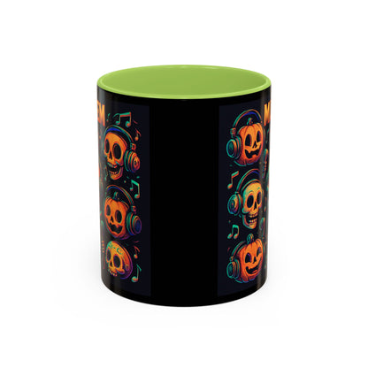 Halloween Skull Coffee Mug, Spooky Decor, Gift for Music Lovers, Pumpkin Head Mug, Halloween Party Favor