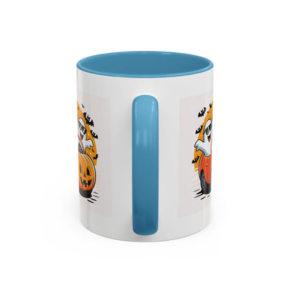 Halloween Ghost Car Coffee Mug, Spooky Mug for Fall, Pumpkin Spice Coffee Cup, Halloween Theme Drinkware, Funny Ghost Mug