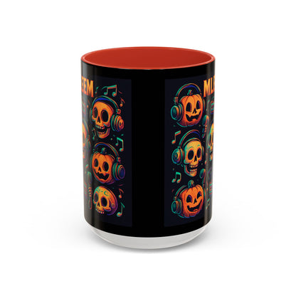 Halloween Skull Coffee Mug, Spooky Decor, Gift for Music Lovers, Pumpkin Head Mug, Halloween Party Favor