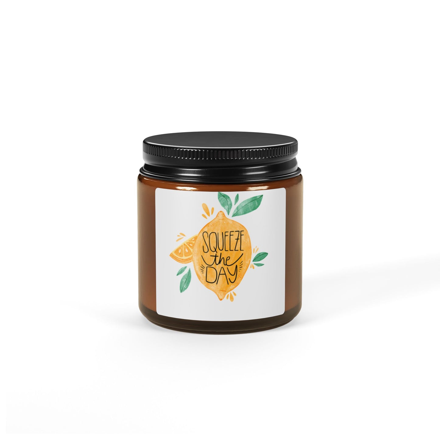 Bright and Cheerful Scented Soy Candle - Aromatherapy, Multi-Size, Amber Jar