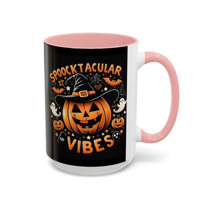 Halloween Accent Coffee Mug - Spooktacular Vibes, Fall Home Decor, Pumpkin Lovers Gift, Trick or Treat Mug, Spooky Season Drinkware