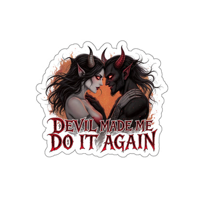 Devil Made Me Do It Again Stickers, die-cut stickers, laptop stickers, gothic decor, creative gifts, Halloween accessories