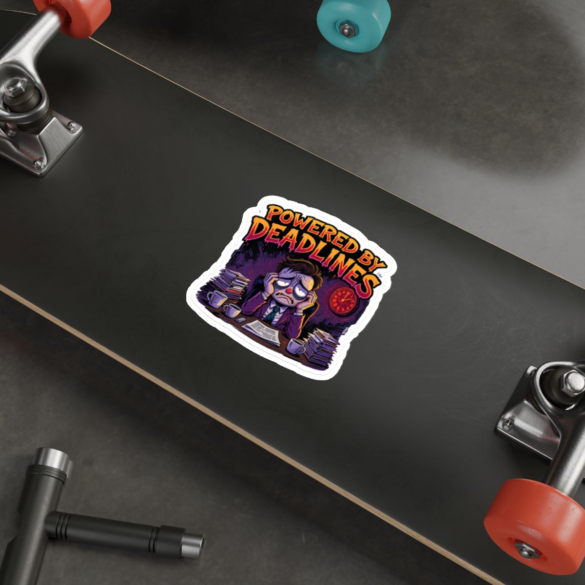 Humorous Die-Cut Stickers for Office Decor, Great for Students, Gift for Colleagues, Powered by Deadlines, Laptop Stickers, Fun Desk [...]