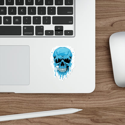Cool Blue Skull Die-Cut Stickers, Edgy Stickers for Laptop, Car Decals, Halloween Party Decor, Gift for Teens