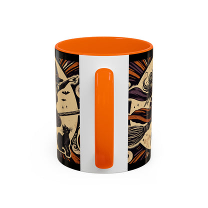 Halloween-Themed Accent Coffee Mug, Coffee Cup for Witch Lovers, Haunted Mug for Spooky Season, Unique Gift for Halloween, Witch Decor