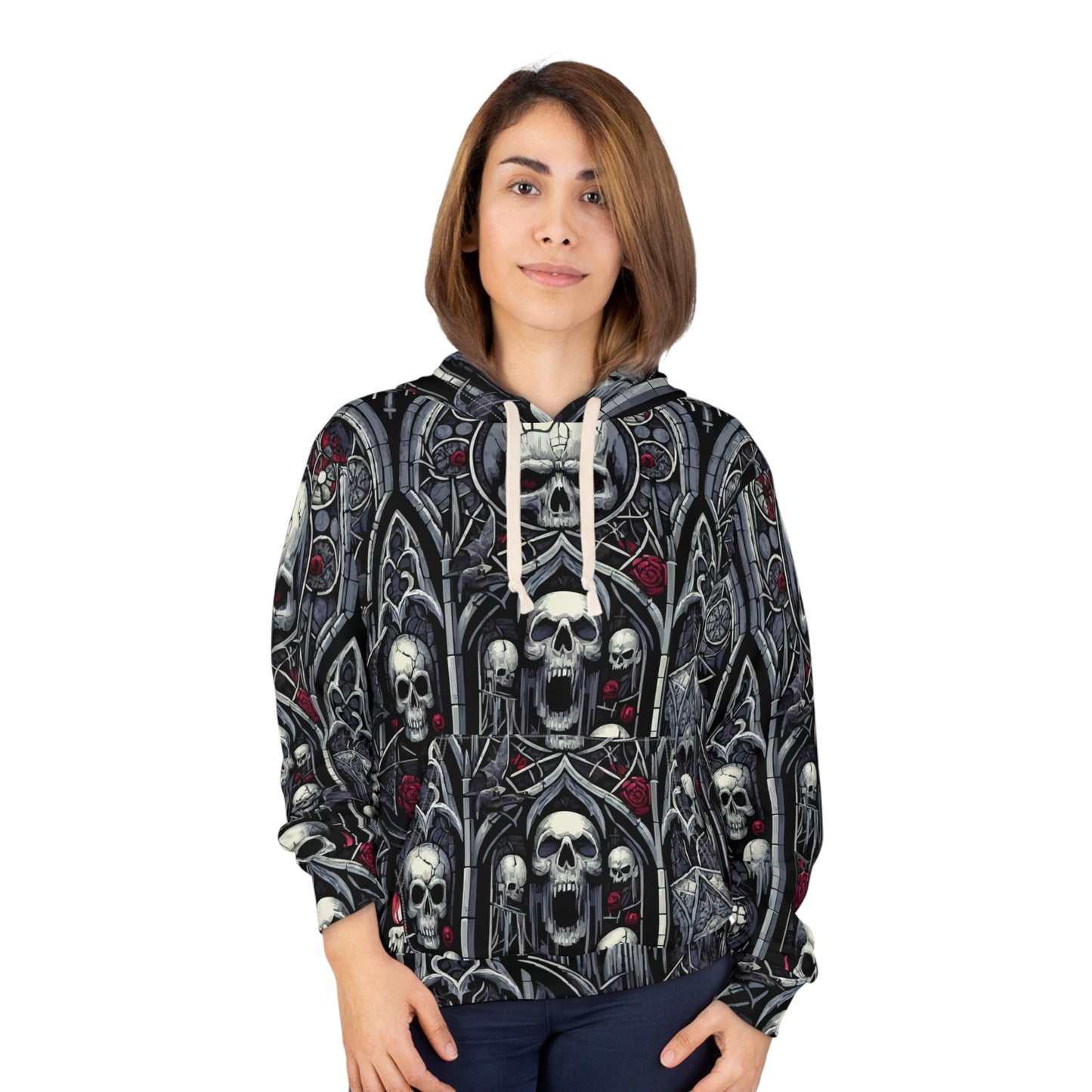 Gothic Skull Pullover Hoodie, Unisex Hoodie, Dark Fashion, Halloween Apparel, Alternative Clothing, Edgy Streetwear