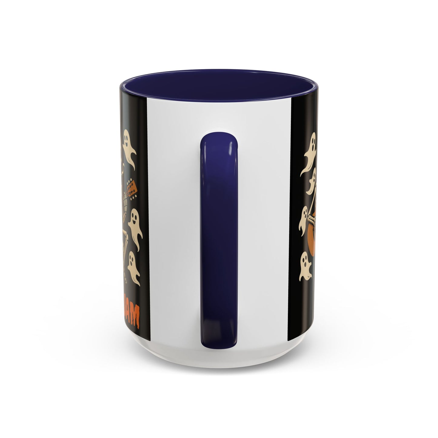 Spooky Skeleton Coffee Mug, Halloween Decor, Bone-Jam Ghost Mug, Gift for Music Lovers, Unique Drinkware