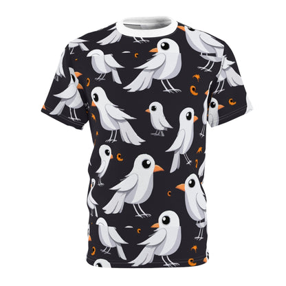 Whimsical Bird Print Unisex Tee, Cute Graphic Shirt, Casual Wear, Gift for Bird Lovers, Summer Style, Fun Everyday Comfort