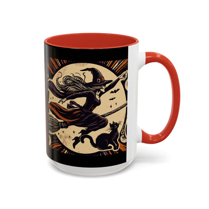 Halloween-Themed Accent Coffee Mug, Coffee Cup for Witch Lovers, Haunted Mug for Spooky Season, Unique Gift for Halloween, Witch Decor