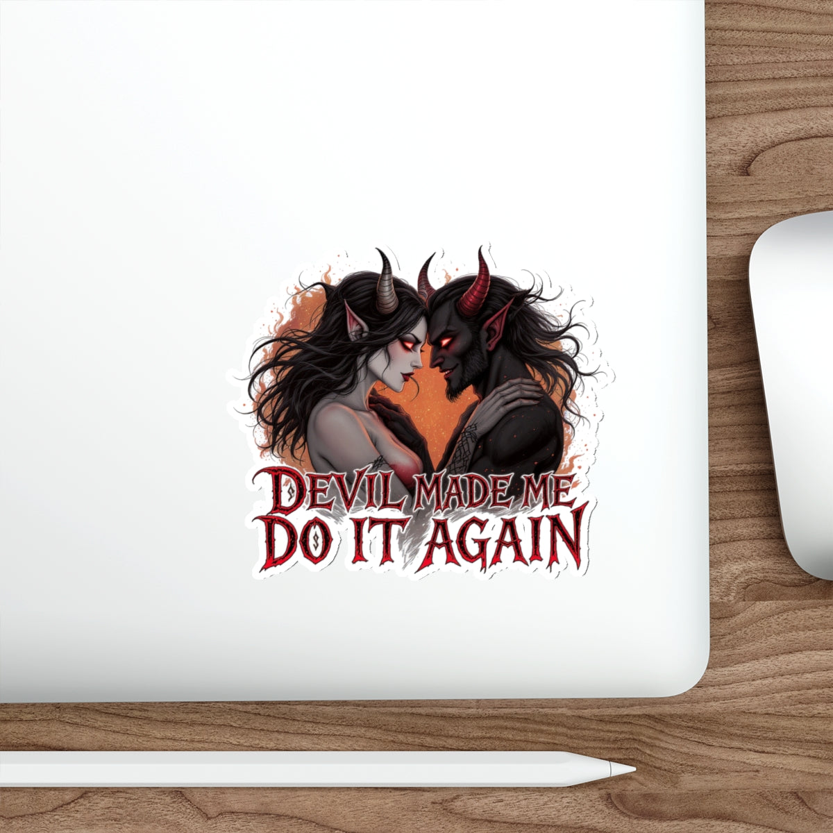 Devil Made Me Do It Again Stickers, die-cut stickers, laptop stickers, gothic decor, creative gifts, Halloween accessories
