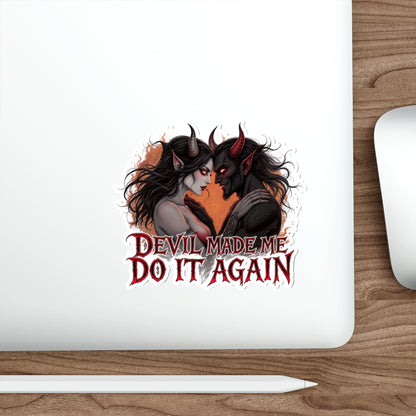 Devil Made Me Do It Again Stickers, die-cut stickers, laptop stickers, gothic decor, creative gifts, Halloween accessories