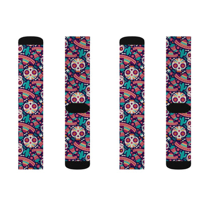 Colorful Day of the Dead Socks, Fun Patterned Socks for Halloween, Gift for Her, Unique Fashion Socks, Cozy Everyday Wear