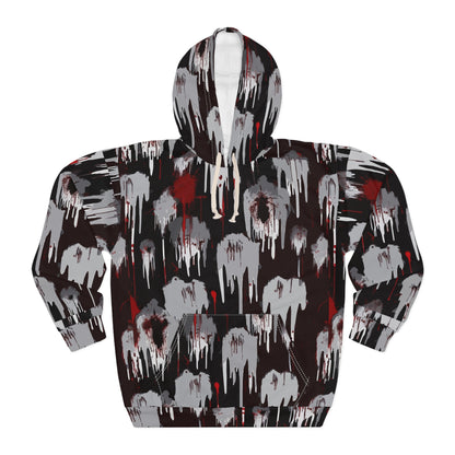 Artistic Graphic Pullover Hoodie, Stylish Sweatshirt, Unique Fashion Hoodie, Cozy Layering Piece, Casual Wear, Trendy Gift Idea