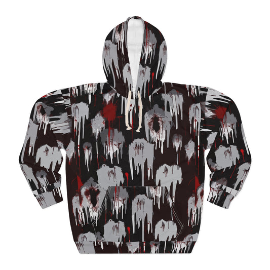 Artistic Graphic Pullover Hoodie, Stylish Sweatshirt, Unique Fashion Hoodie, Cozy Layering Piece, Casual Wear, Trendy Gift Idea