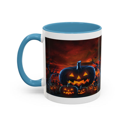 Halloween Pumpkin Accent Mug, Spooky Coffee Cup, Fall Decor, Trick or Treat Gift, Dark Themed Drinkware, Halloween 2023,