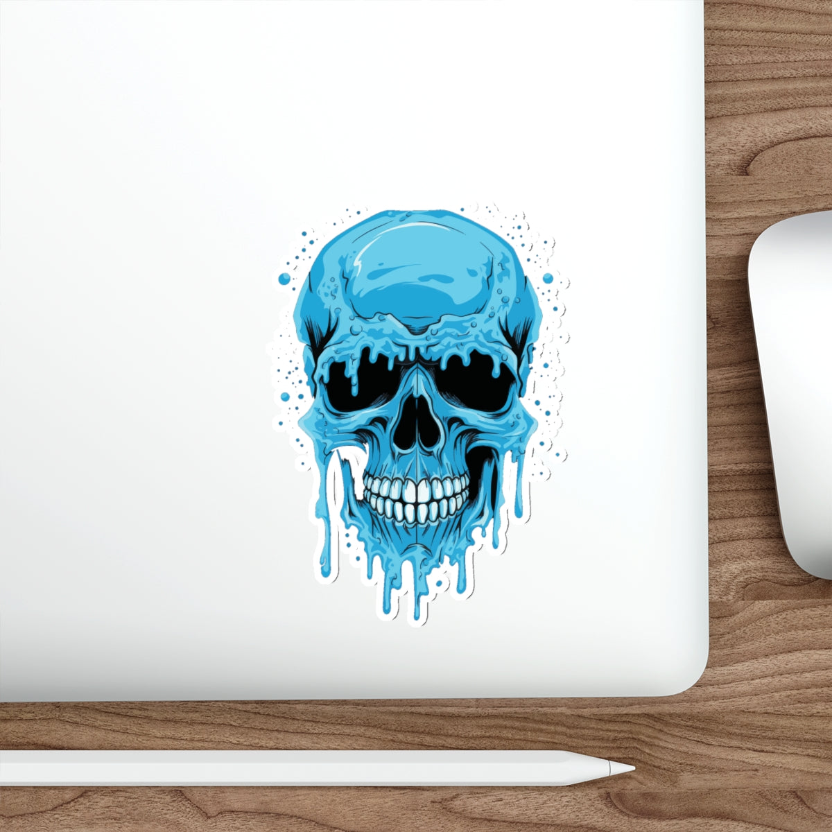 Cool Blue Skull Die-Cut Stickers, Edgy Stickers for Laptop, Car Decals, Halloween Party Decor, Gift for Teens