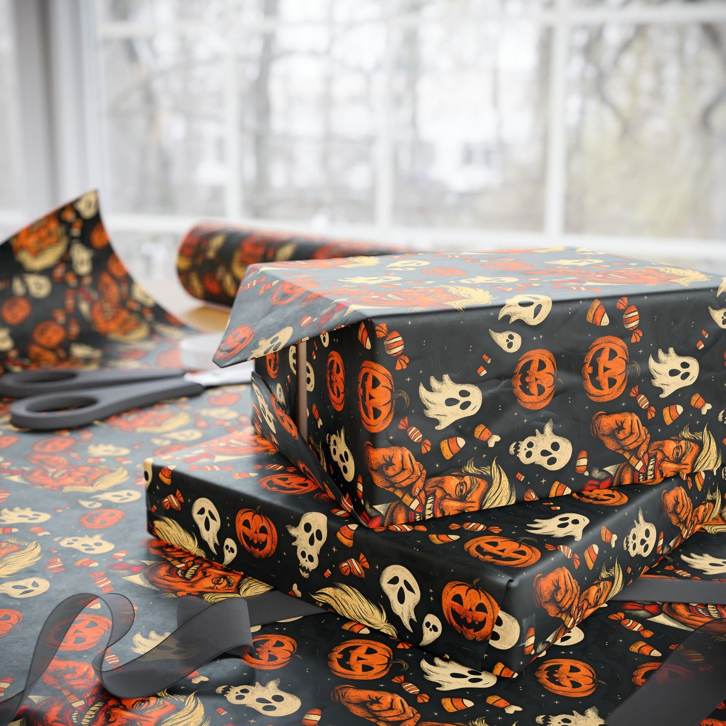 Festive Wrapping Paper for Halloween, Holiday Gift Wrap, Spooky Themed Paper, Trick-or-Treat Wrapping, Unique Present Decor