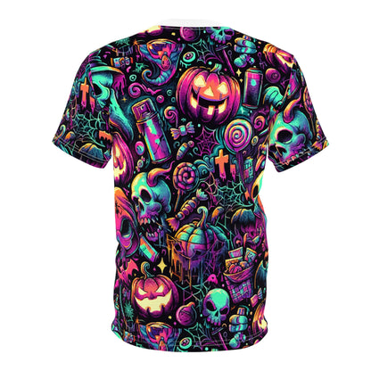 Halloween Vibes Unisex Cut & Sew Tee, Spooky Shirt for Parties, Haunted Home Decor, Treat or Treat Celebration Tee, Unique Costume Top