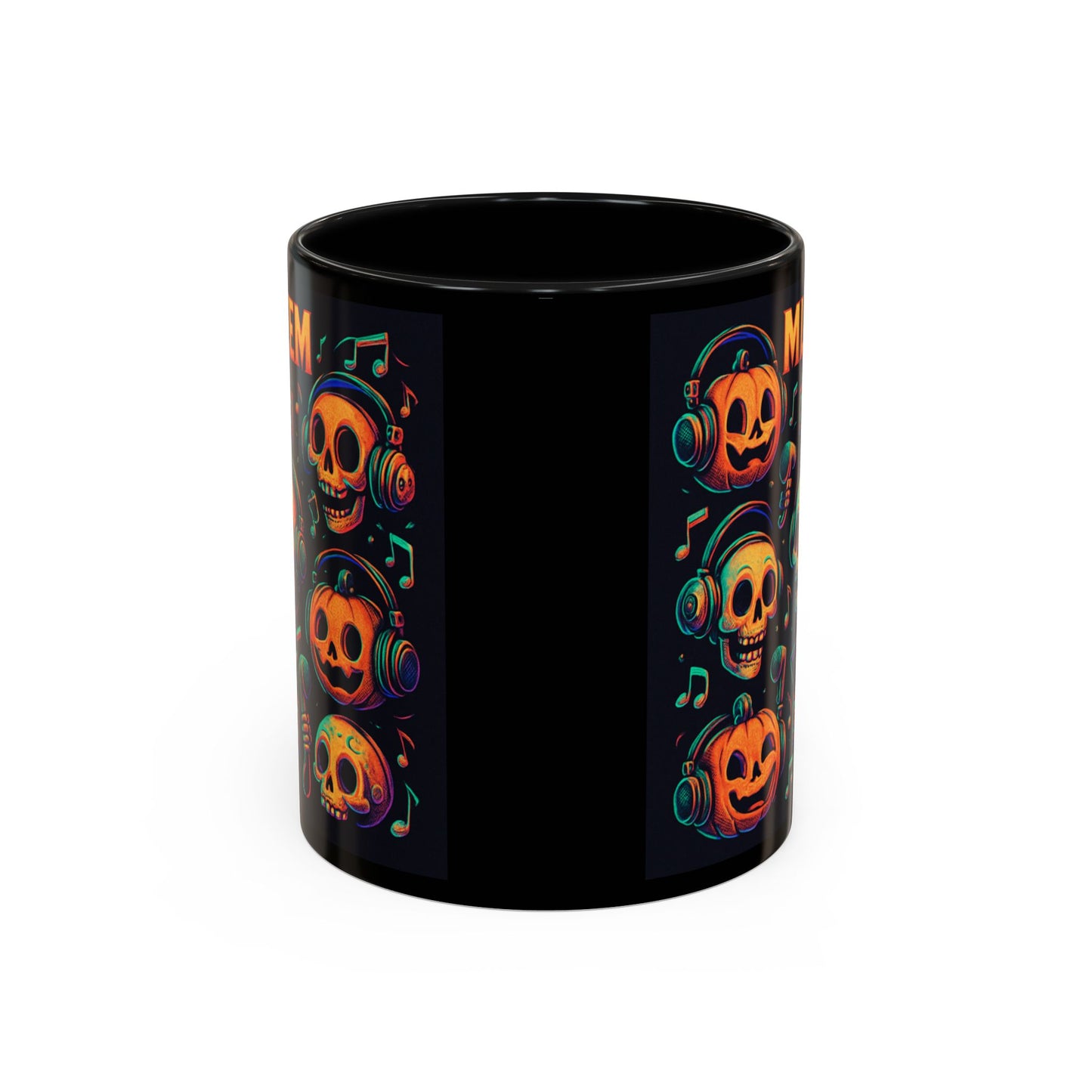 Halloween Skull Coffee Mug, Spooky Decor, Gift for Music Lovers, Pumpkin Head Mug, Halloween Party Favor