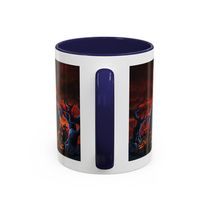 Halloween Pumpkin Accent Mug, Spooky Coffee Cup, Fall Decor, Trick or Treat Gift, Dark Themed Drinkware, Halloween 2023,