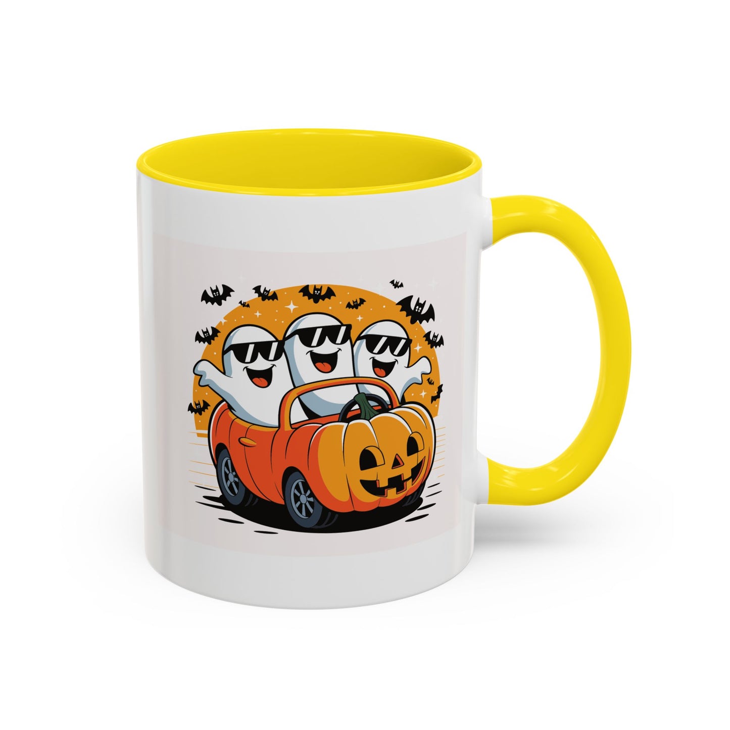 Halloween Ghost Car Coffee Mug, Spooky Mug for Fall, Pumpkin Spice Coffee Cup, Halloween Theme Drinkware, Funny Ghost Mug
