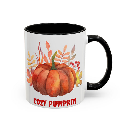 Cozy Pumpkin Accent Coffee Mug | Fall Decor, Gift for Autumn Lovers, Thanksgiving Mug, Pumpkin Spice Latte Cup, Holiday Drinkware