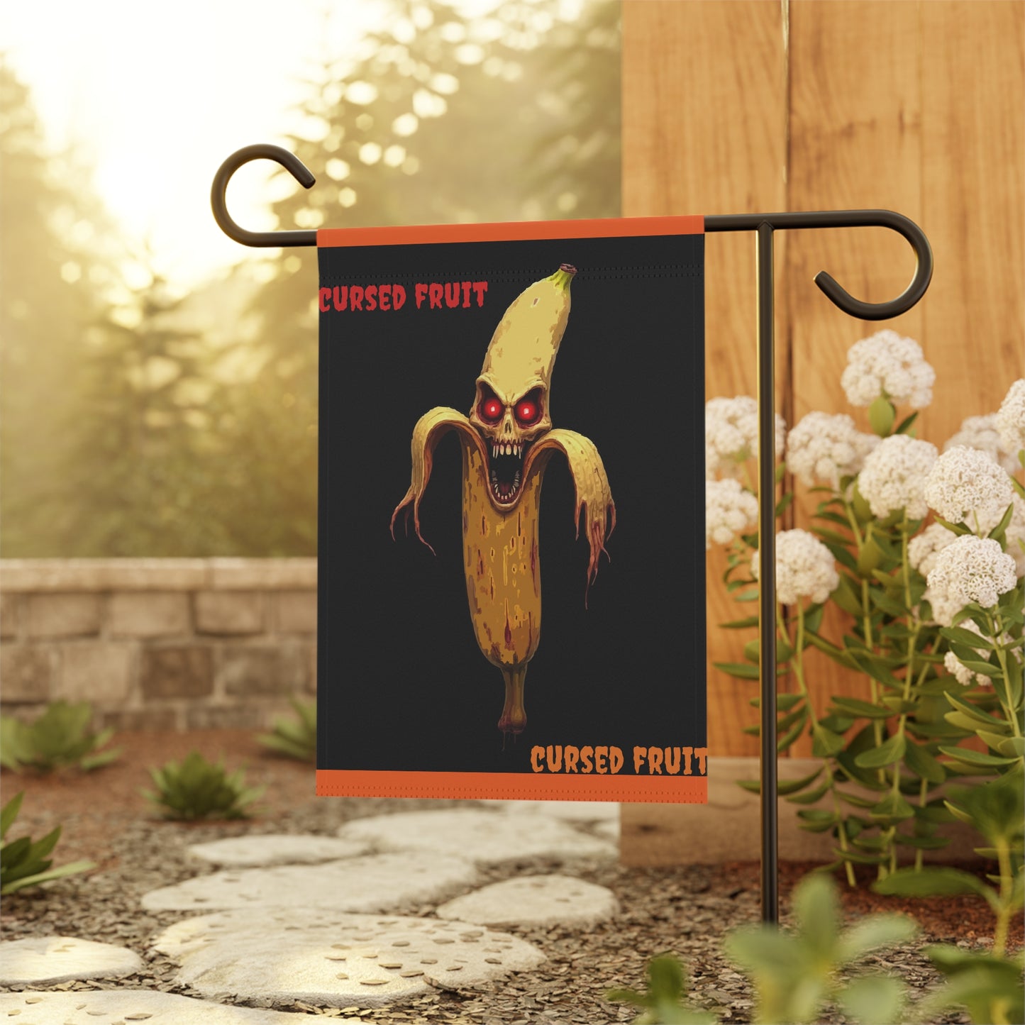 Cursed Fruit Garden Banner, Halloween Decor, Spooky Garden Flag, Yard Art, Outdoor Decorations, Fun Home Accessories