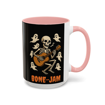 Spooky Skeleton Coffee Mug, Halloween Decor, Bone-Jam Ghost Mug, Gift for Music Lovers, Unique Drinkware