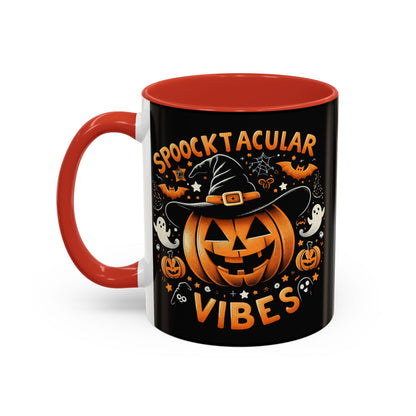 Halloween Accent Coffee Mug - Spooktacular Vibes, Fall Home Decor, Pumpkin Lovers Gift, Trick or Treat Mug, Spooky Season Drinkware