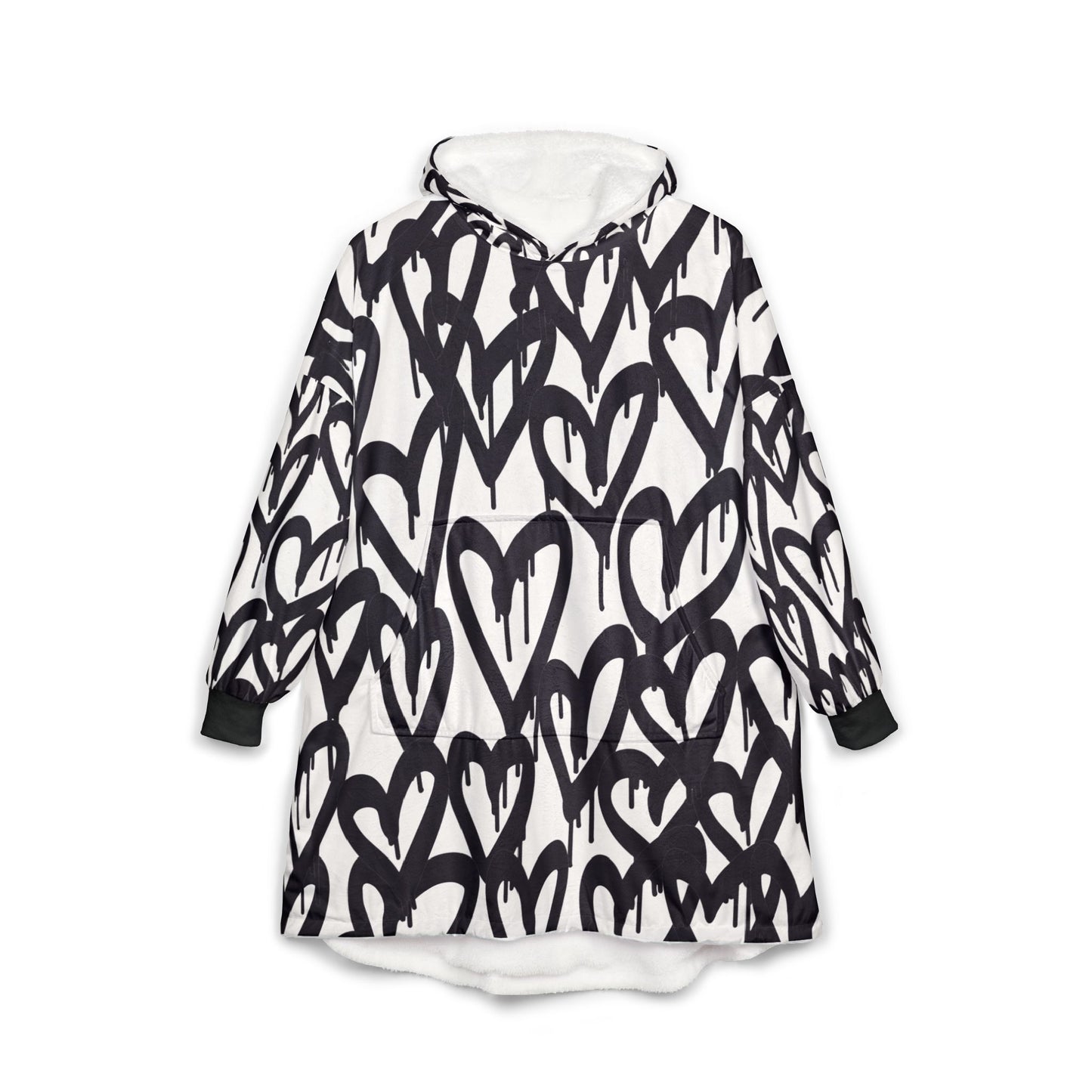 Cozy Hooded Blanket with Heart Design