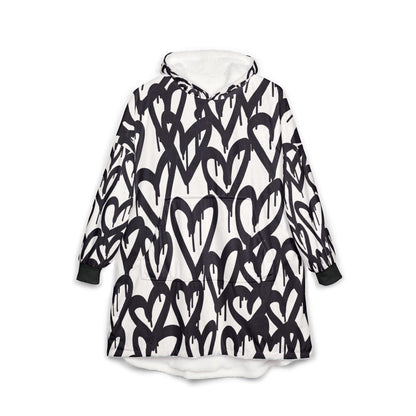 Cozy Hooded Blanket with Heart Design