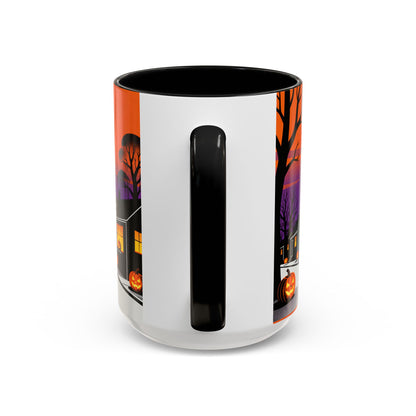 Halloween-Themed Accent Coffee Mug, Spooky Autumn Decor, Pumpkin Coffee Cup, Fall Gift, October Celebration