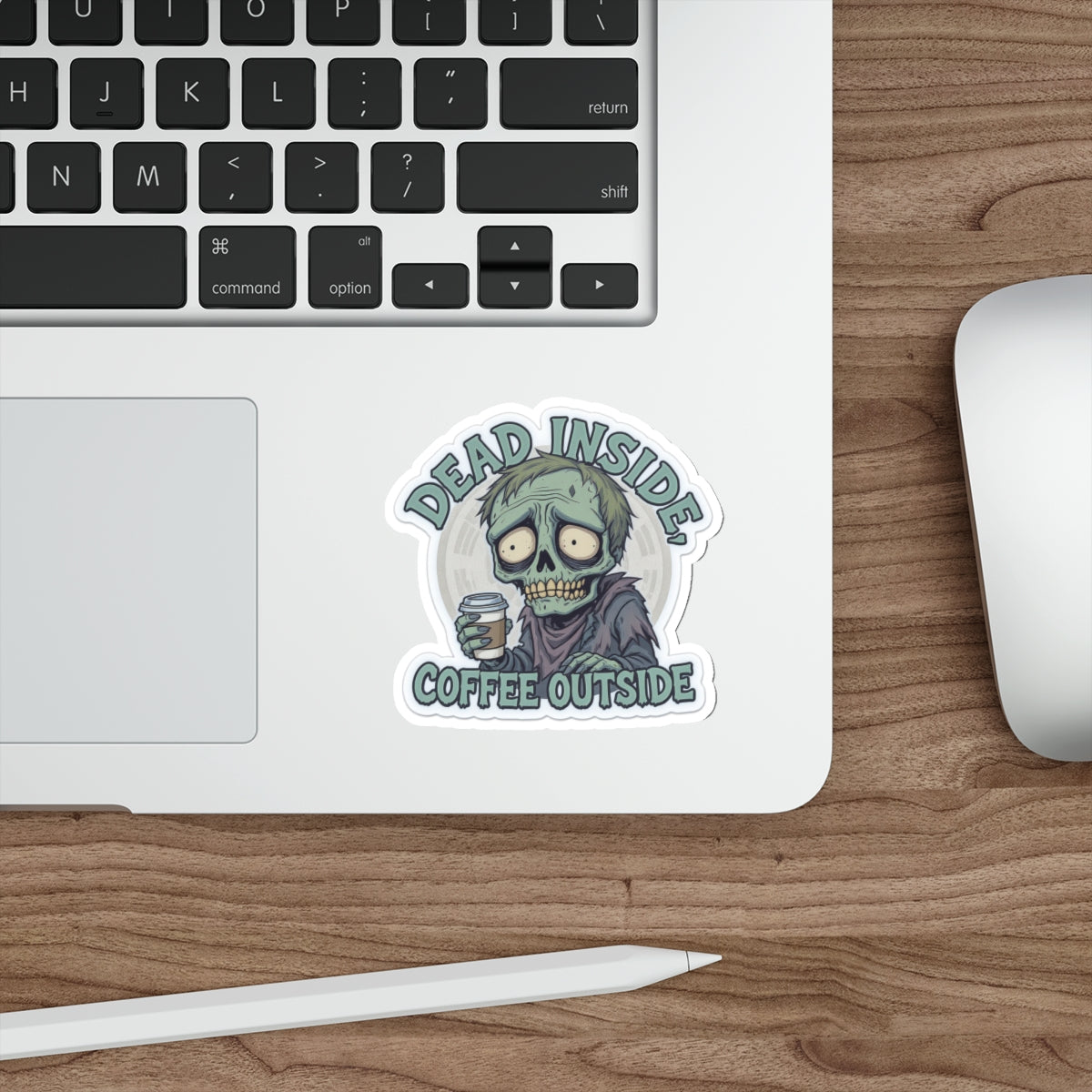 Zombie Coffee Lover Die-Cut Stickers, Cute Vinyl Stickers for Laptops, Drinkware, Halloween Decor, Funny Gifts, Zombie Aesthetic