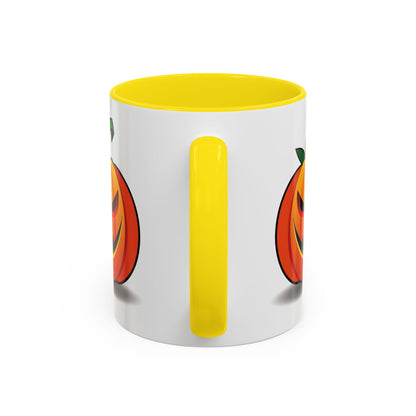 Halloween Pumpkin Accent Mug | Spooky Coffee Cup | Fall Decor | Pumpkin Art | Gift for Halloween Lovers, 11oz, 15oz