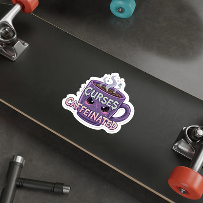 Caffeinated Curses Die-Cut Stickers, Funny Mug Stickers, Office Decor, Coffee Lover Gift, Laptop Stickers, Unique Art Stickers