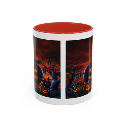 Halloween Pumpkin Accent Mug, Spooky Coffee Cup, Fall Decor, Trick or Treat Gift, Dark Themed Drinkware, Halloween 2023,