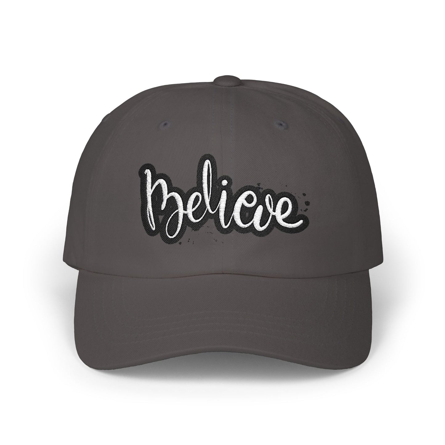 Believe Classic Dad Cap, Motivational Hat, Gift for Dad, Casual Cap, Summer Accessory, Adjustable White Cap