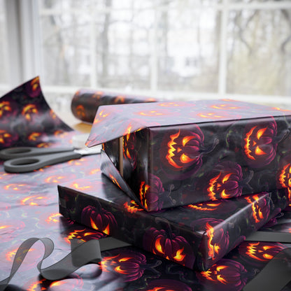 Halloween Themed Wrapping Paper, Festive Gift Wrap, Spooky Gift Wrap for Fall, Pumpkin Gift Wrap, Holiday Wrapping Sheets