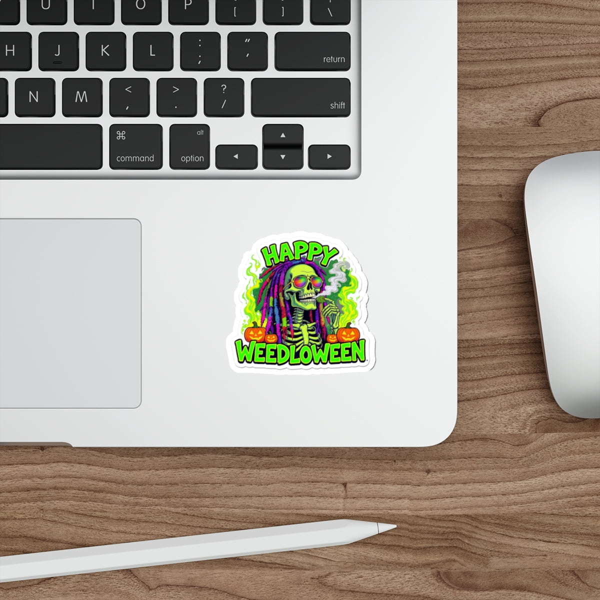 Happy Weedloween Die-Cut Stickers | Halloween Cannabis Art, Spooky Décor, Party Favors, Laptop Decor, Unique Gift