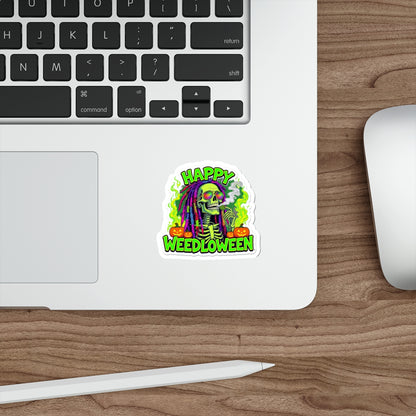 Happy Weedloween Die-Cut Stickers | Halloween Cannabis Art, Spooky Décor, Party Favors, Laptop Decor, Unique Gift