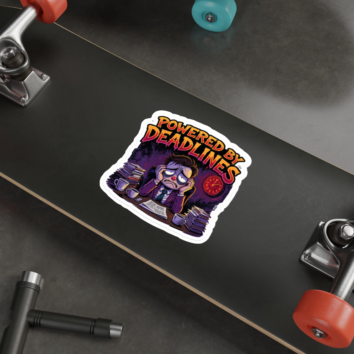 Humorous Die-Cut Stickers for Office Decor, Great for Students, Gift for Colleagues, Powered by Deadlines, Laptop Stickers, Fun Desk [...]