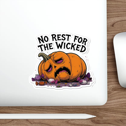 Pumpkin-Themed Die-Cut Stickers, Halloween Decor, Cute Stickers for Laptops, No Rest for the Wicked, Gifts for Spooky Season