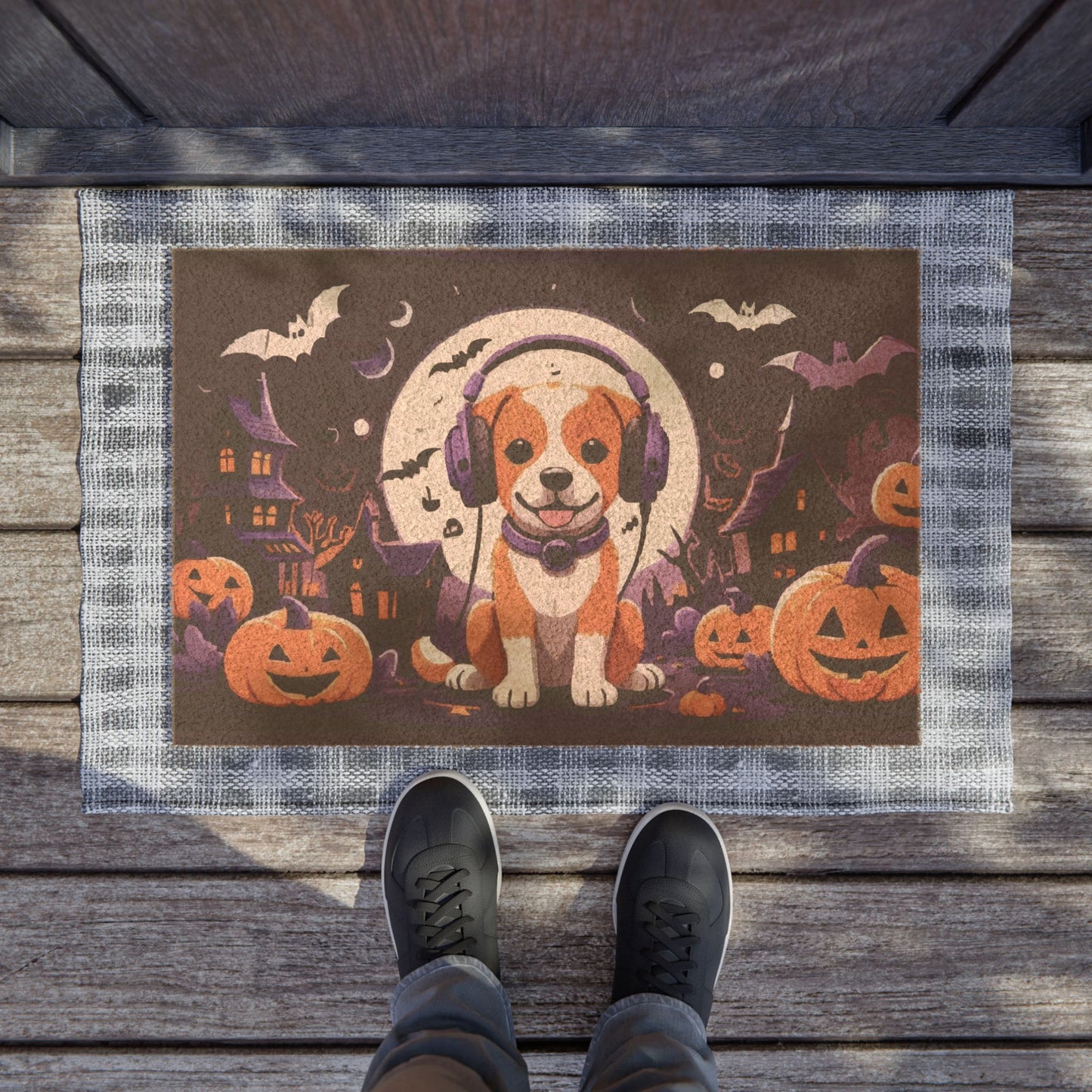 Halloween Dog Coaster Doormat, Spooky Welcome Mat, Pet Lover Gift, Dog Decor, Fall Home Decoration